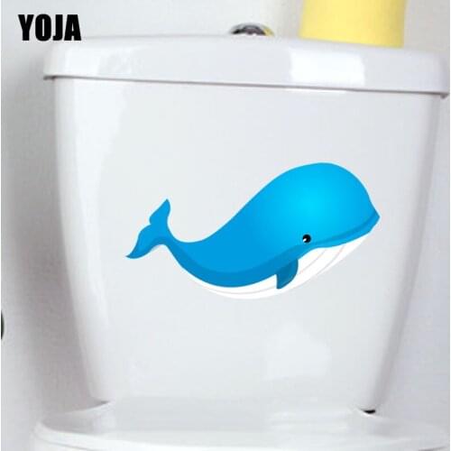 YOJA 23.3*13CM Lovely Little Whale Home Wall Decor Sticker Cartoon Fish Toilet Decal T3-0798