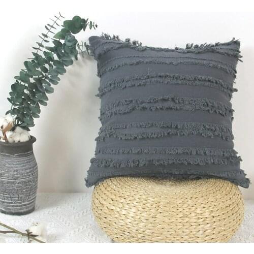 Jacquard Cushion Cover Cotton Linen Pillow Cover Solid Color Decoration Sofa Pillow Cushion Covers Home 45*45cm Pillowcase Decor