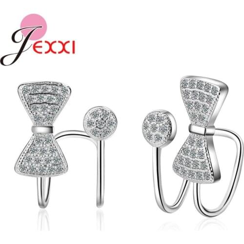 New Women 925 Sterling Silver Earrings Fashion Bowknot Cubic Zirconia Earing Engagement Anniversary Gift Jewelry