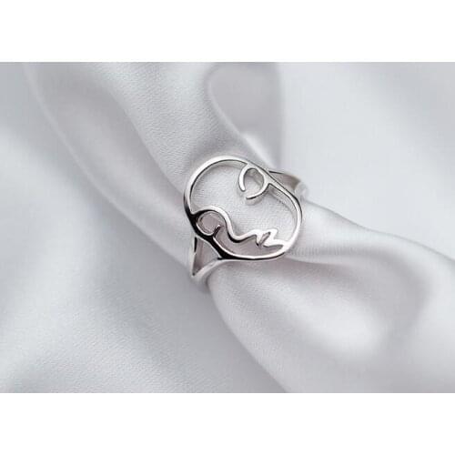 1pc Fashion REAL.925 Sterling Silver fINE jEWELRY Open Womens Face Ring GTLJ1329