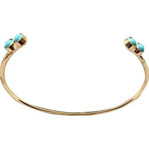 1pc 2016 New Fashion Adjustable 4 turquoises love Bangle Gold Color Bracelet Femme Indian Jewelry Free Shipping