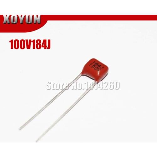 10pcs/lot 100V184J Pitch 5MM 184J 100V CBB Polypropylene film capacitor