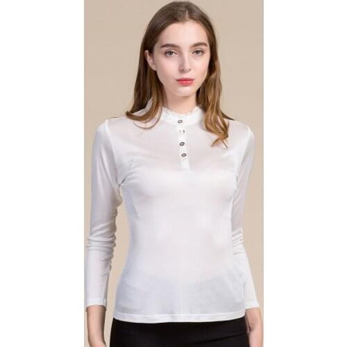 100% naturl Silk Collar Shirt, Long Sleeved Knitted shirt, Large Size Shirt