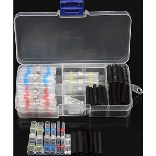 110PCS Seal Heat Shrink Insulated Solder Butt Terminals Electric Wire Connectors Waterproof Terminals & Heat Shrink Tube