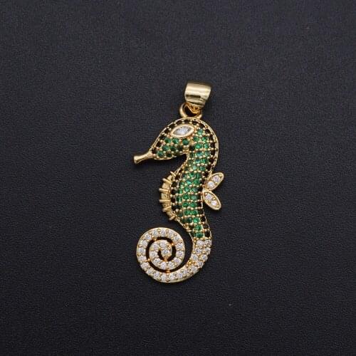 31x14mm 100% CZ Zircon DIY Jewelry Sea Horse Charm Pendant Wholesale Jewellwery Finding Supplies Top Quality