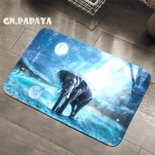 3d forest elephone Carpet bohemian Bathroom Floor Mats Toilet Rugs Kitchen Area Rug fantasty forest blue Pad Absorbent Door Mat