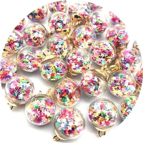 5/10pcs 16mm Colorful Transparent Glass Ball Star Charms Pendant Finding For Jewelry Making Hair Accessories Earring Charms #015