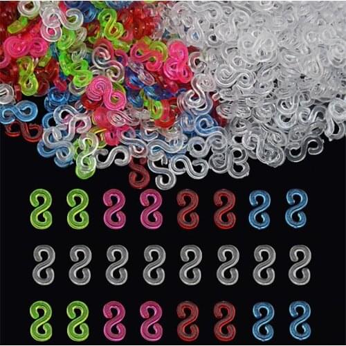 500pcs 11x0.5mm Acrylic S Clips Rubber Band Clips Plastic Jewelry Connectors For Necklace Bracelet Making Colorful Clasp
