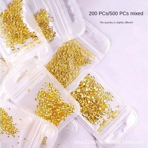 Nail Art Accessories Rivet Metal Frame Triangle Square Shaped Nail Polish Glue Nail Decorations Embellishment Net Red