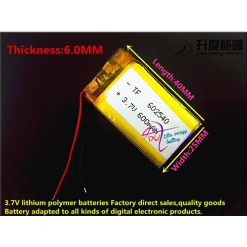 Free delivery 3.7V,600mAH,[602540] Polymer lithium ion / Li-ion battery for DVR RECORD,MP3,MP4,TOY,GPS,SMART WATCH,SPORT CAMERA