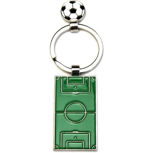 FREE SHIPPING BY DHL 100pcs/lot Newest Football Keychains Metal Football Keyrings Mini Football Court for Sports Gifts