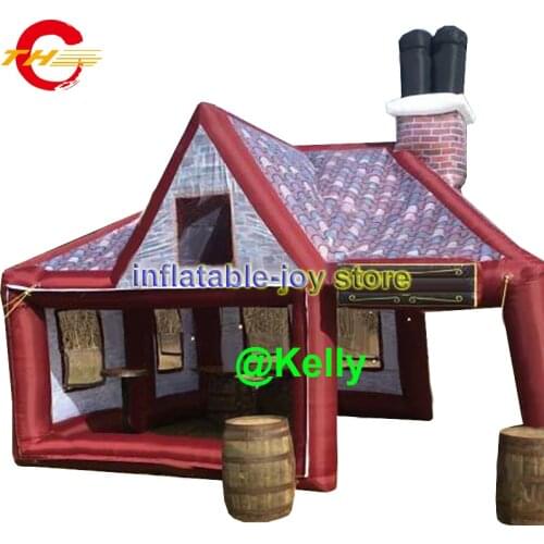Free air shipping bouncy pub tent, commercial bouncy pub house, durable inflatable bar tent with two barrels for sale