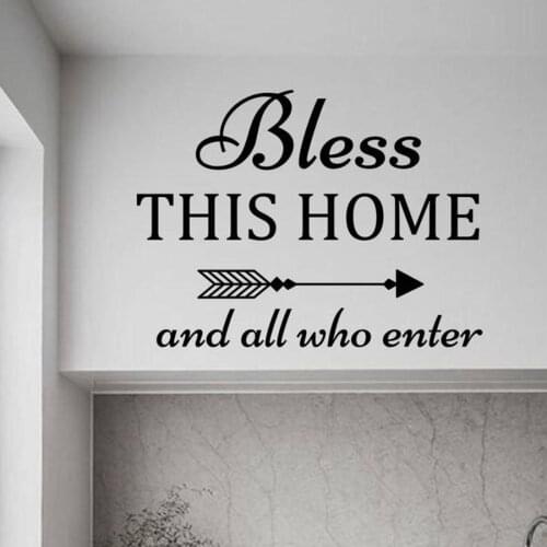 Bless This Home And All Who Enter Quote Wall Sticker Dinning Room Bedroom God Religion Pray Quote Wall Decal Home Decor N313