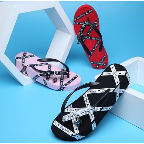 Juicy Lovers Brand Fashion Ladies Slippers Flat Beach Slipper Sandals Pink Red Black Outdoor Sportswear Summer Womens Slipper