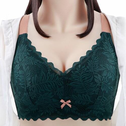 Wireless No Rims Thin Contrast Stitching Full Cup Lace Sexy Lingeries Bralette Women Bras Plus Size 115DE Womens Underwear