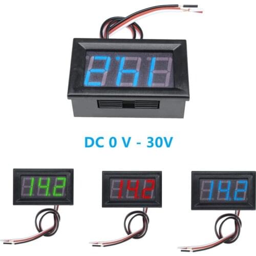 Mini Digital Voltmeter DC 0 V to 30V Digital Voltmeter Voltage Panel Meter For 6V 12V 24V Electromobile Motorcycle Car 0.56