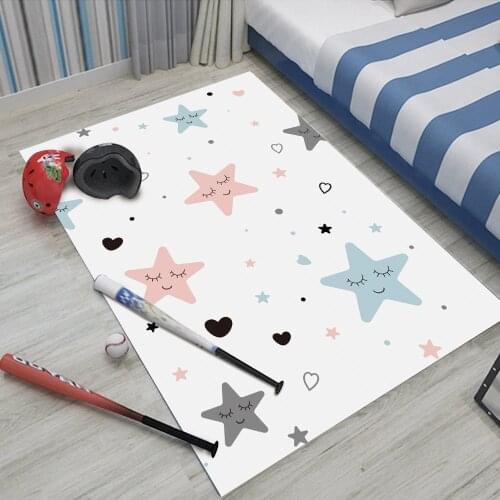 Flannel Carpet Star Smile Pattern Soft Floor Children Crawling Play Childrens Safe Carpet Simple Style Childrens Baby Rugs