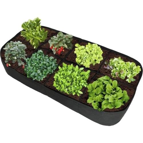 Quality Fabric Garden Plant Bed, 8-Hole Rectangular Planting Container Planting Bag Planter Potted Plant, Flower, Vegetable Plan