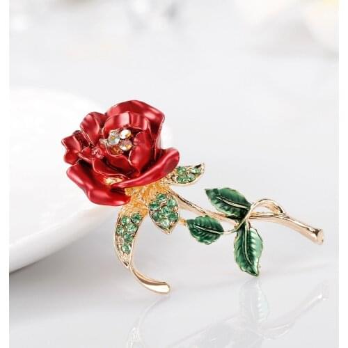 Dripping rose brooch Fashion all-match temperament dark rose flower corsage