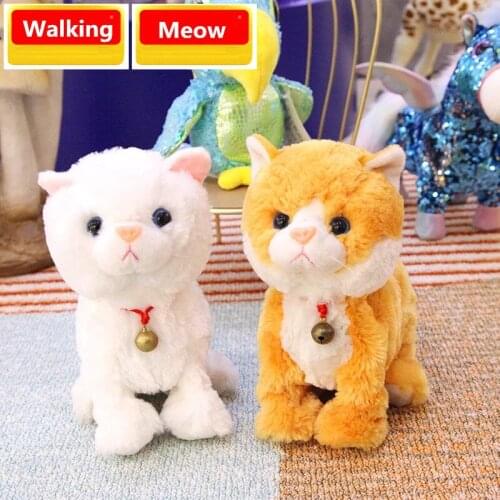 Classic Cute Robot Cat Electric Plush Pet Cat Can Walking Meow Effect Electrionc Cute Pet Girl Gifts Touch Sensor Voice Control