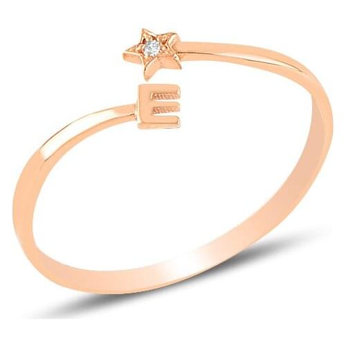 Diamond Star E Letter Ring
