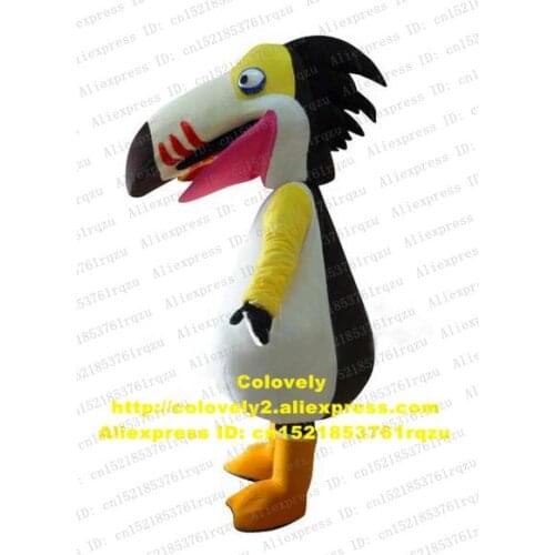 Toco Toucan Hornbill Pelican Bird Mascot Costume Adult Cartoon Character Suit Three Vertical Red Stripes On Beak zz4339