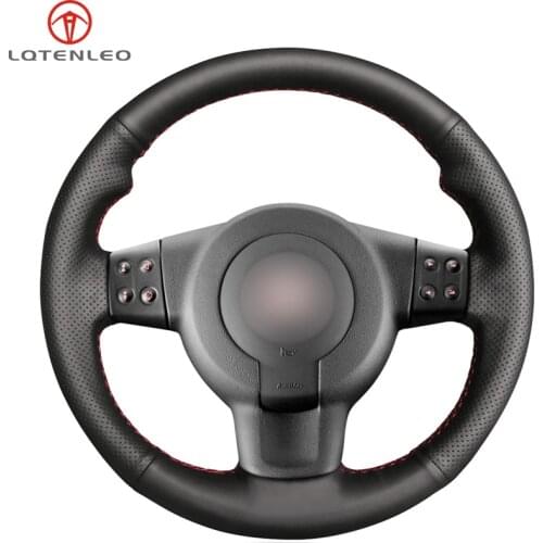 LQTENLEO Black Genuine Leather Car Steering Wheel Cover For Seat Leon (1P) FR 2007-2009 Leon (1P) Cupra 2007-2009 Ibiza (6L)
