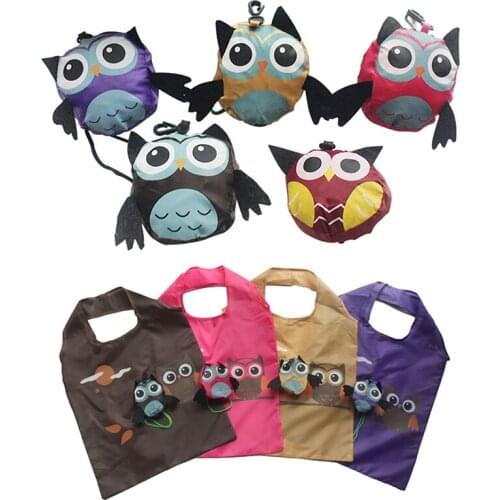 1Pcs Cartoon Animal Mini Storage Bag Shopping Tote Foldable Cute Owl Storage Bags Portable Travel Storage Totes