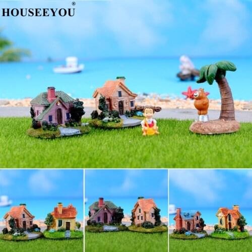 1PC Random Color Mini Houses Miniature Craft Micro Landscape Succulent Bonsai Fairy Garden Home Decoration Villa DIY Accessories