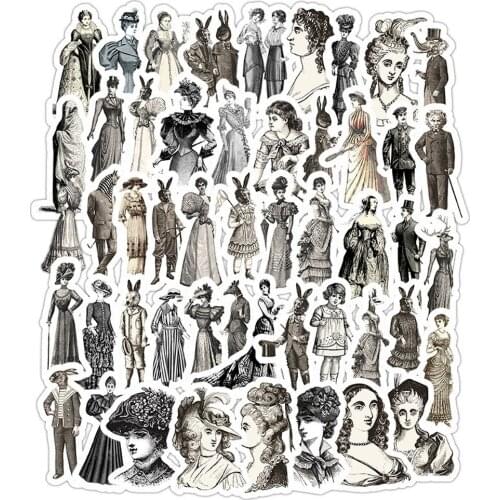 50Pcs/Pack Vintage European Ladies/Tickets Old Peper Stickers DIY Scrapbooking Label Diary Sticker Retro Character Stickers