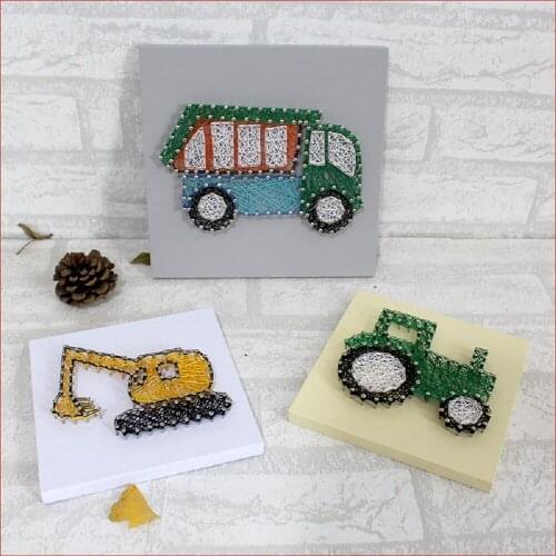 3D yarn painting String drawing String Art decompression parent-child DIY handmade material package Childrens gift Handmade car