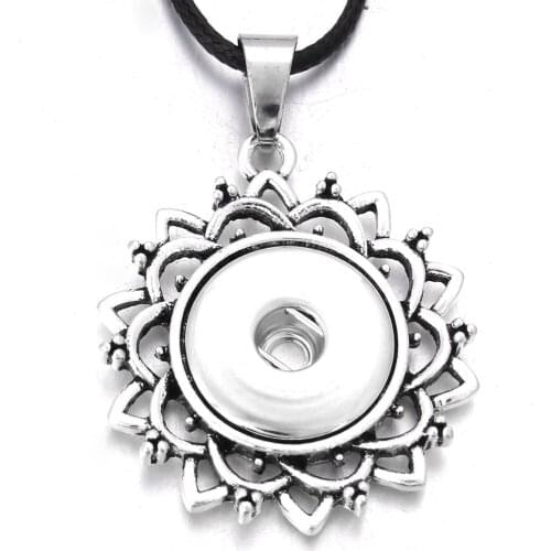 New Flower Snap Button Necklace with Chain Vintage Metal Snap Pendant Necklace fit 18mm Snap Button Jewelry For Women