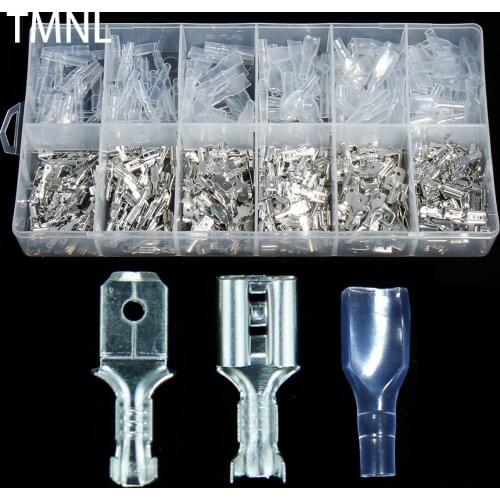 2.8/4.8/6.3mm Female Male Spade Crimp Terminal crimped sheat Electrical Wire Connector Universal Cross Spring Plug cold Crimping