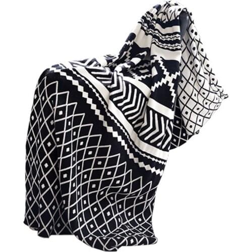 New 100% Cotton Scandinavian Style Knitted Thread Blanket Sofa Travel Home 130cmX180cm