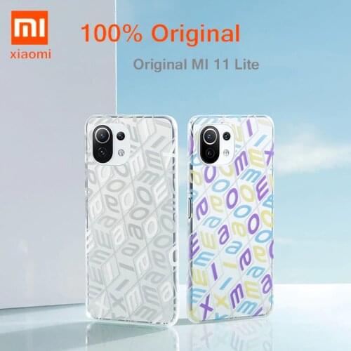 Original Xiaomi Mi 11 Lite Case Transparent Color Gradient PC Case Thin light Protective shell For Xiaomi Mi 11 Lite