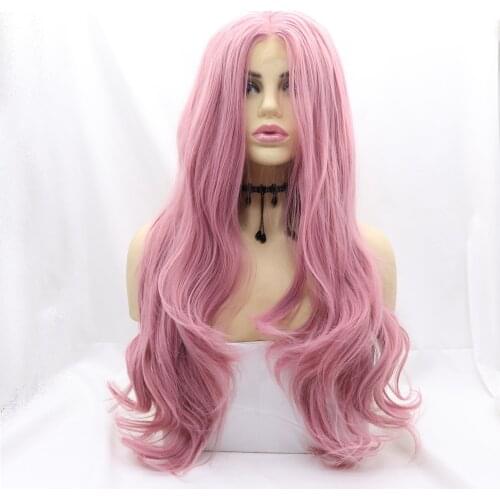 Purple Wig Long Body Wave Piece of Purple Synthetic Lace Front Wig Heat Resistant fiber For Women Rosie Whiteley Hairstyle Girls