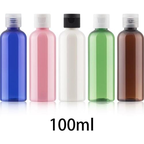 20pcs 100ml Empty Plastic Bottle with Flip Cap Makeup Essence Toners Travel Packaging Cosmetic Disinfection Water Container