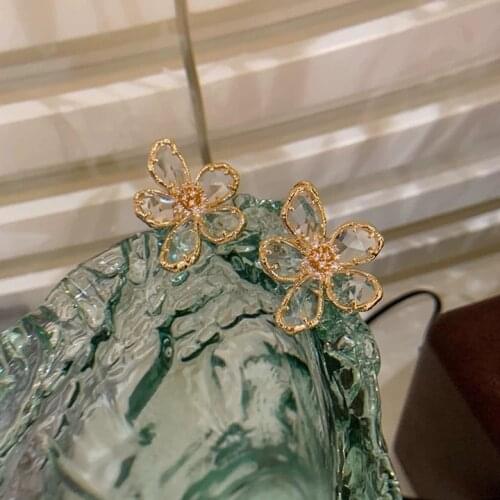 Luxury Jewelry Aesthetic Lucency Flower Aros For Charm Lady Vintage Gift Accessories Korean Fashion ins Hot Stud Earrings 2021