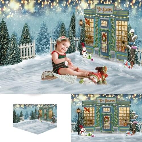 Christmas Room Snowy Toy Shop Theme Backdrop Kids Photography Portrait Forest Props Glitter Lights Decor Baby Child Photostudio