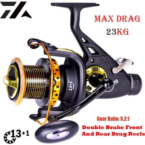 2021 New Max 23KG Drag 13+1 BB Carp Front Rear Double Brake Spinning Fishing Reel Sealed Ball Bearing Prevent Fine Sand Wheel