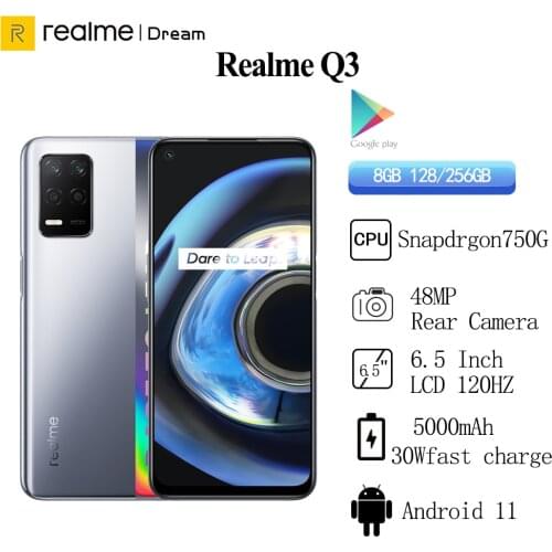 Realme Q3 5G Smartphone 6GB RAM 128GB ROM 6.5inch 30W Fast Charge 120Hz 48MP Fingerprint Face ID 5000mAh Big Battery Cell Phones