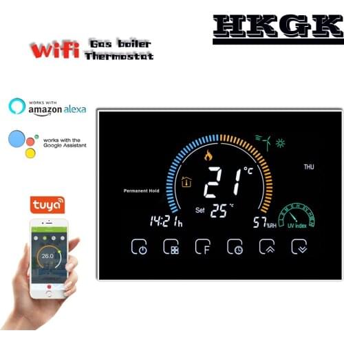 Tuya dry contact Temperature Controller for gas boiler,95-240VAC wifi thermostat works with Alexa Google home