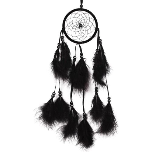 Bead Dream Catcher Black Feather Crafts Handmade Home Hanging Gifts Dreamcatcher Handmade Silver Bead Dream Catcher Wind Chimes