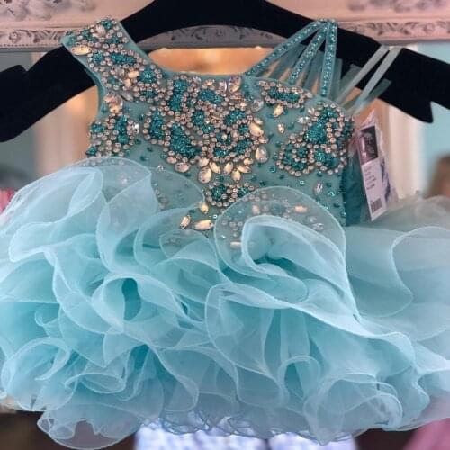 Little Miss Pageant Dress for Infant Toddler Baby Girl 2019 Coral Yellow Cupcake Glitz Kid Prom Dance Party Gown Mint Green