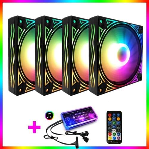 Coolmoon 120mm PC Computer LED AURA SYNC RGB fan Desktop Computer Cooling Cooler Silent Case rgb Fan with IR Remote Controller