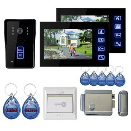 7 Inch 1v2 LCD Monitor Touch Screen Intercom Video Door Phone With Key Tag and Door Lock