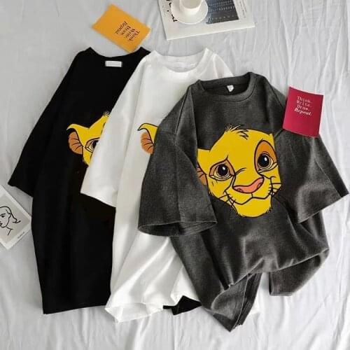 Disney 70% Synthetic & 30% Cotton King Lion Simba Female Summer Women Girl T Shirt Tops Luxury Designer Tshirt Cartoon T-Shirt