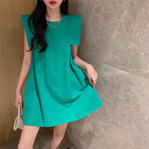 Female Clothing Flying Sleeve White Dress for Women Summer Loose Green Short Dresses Fashion Korean Clothes Vestido Feminino