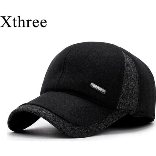 Xthree Winter Men Baseball Cap Cotton cap Ear cap Snowcap Snapback Hat For Men Baseball Cap Bone Trucker Gorras