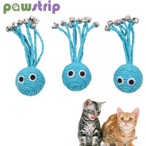 1Pcs Cat Toy Cute Woven By Paper Rope Scratch-Resistant Pet Playing Toys with Bell Cat Training Ball Toy Cat Interactive Toys